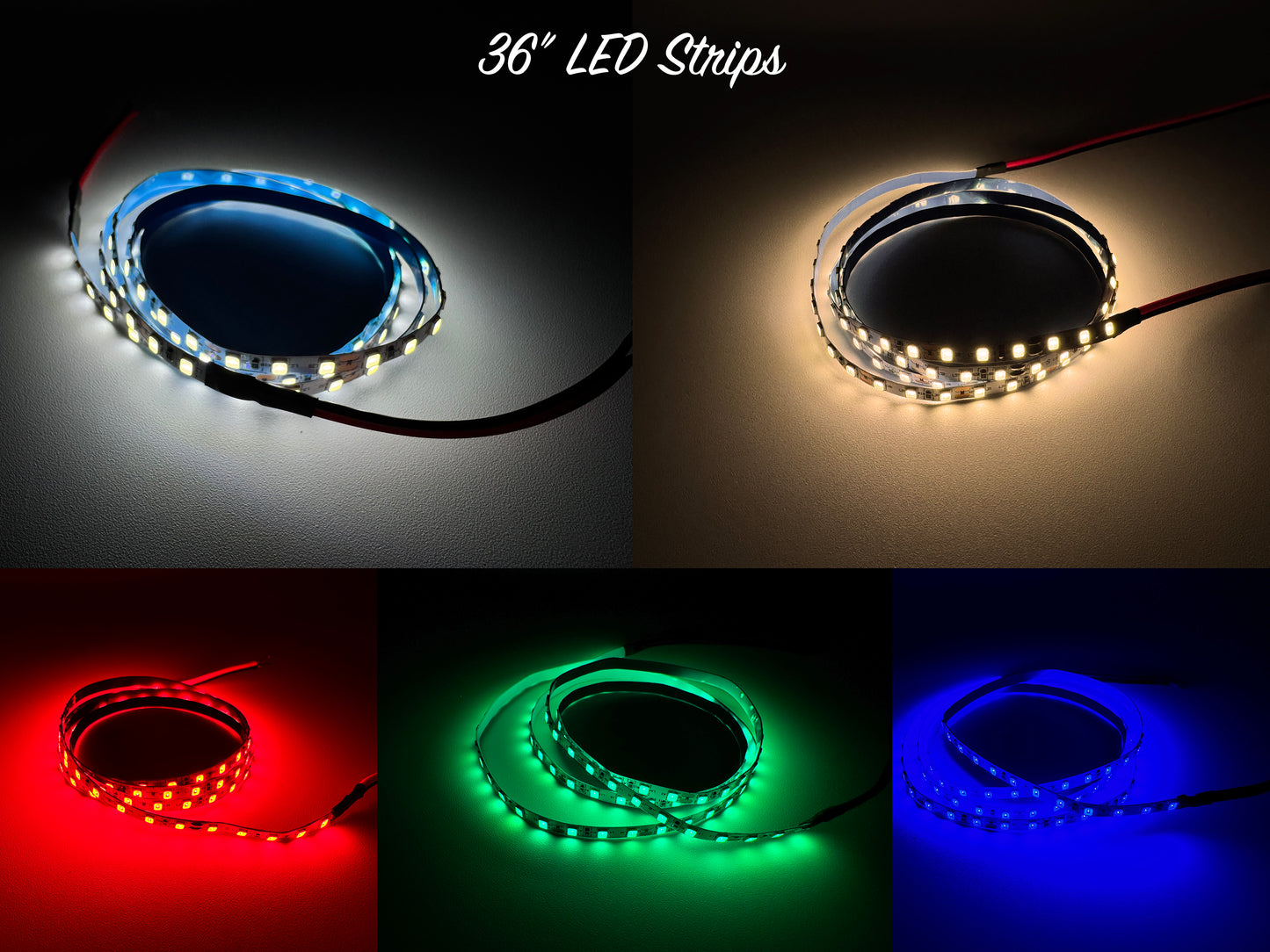 Narrow LED Light Strip - 36" Long - 5 Colors Available