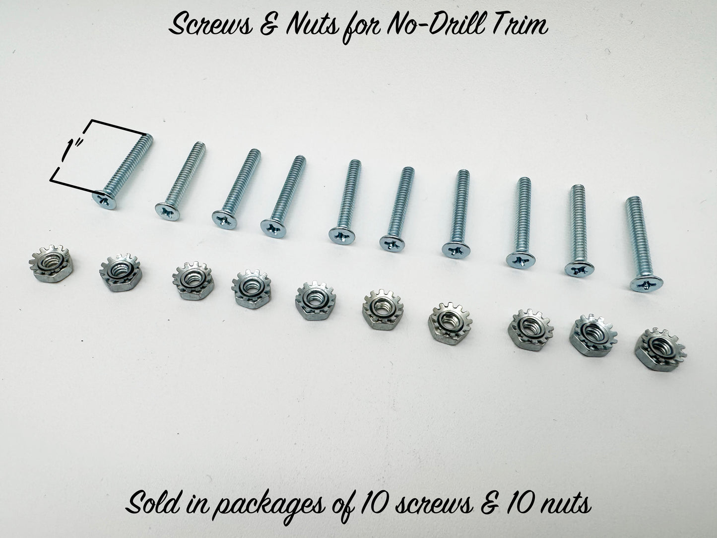 Screws & Nuts for No-Drill Aluminum Trim - Package of 10 screws and 10 nuts