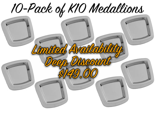 10-Pack of K10 Medallions - CHROME - LIMITED AVAILABILITY DEEP DISCOUNT