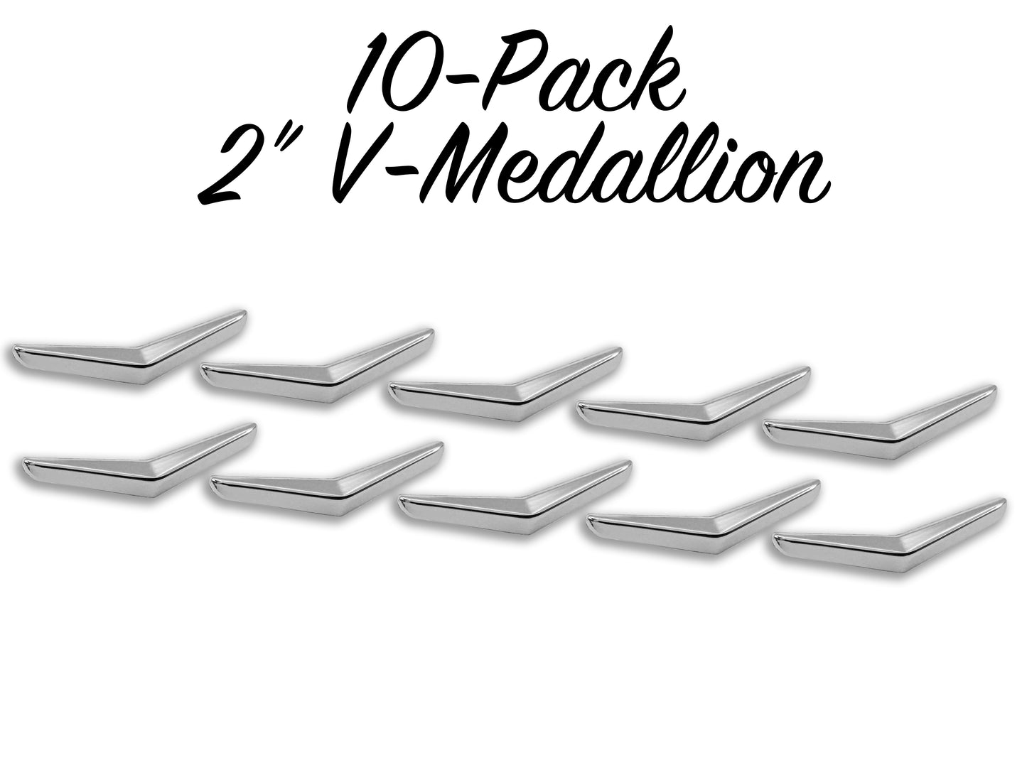 10-Pack of 2" V-Medallions - Chrome - LIMITED AVAILABILITY DEEP DISCOUNT