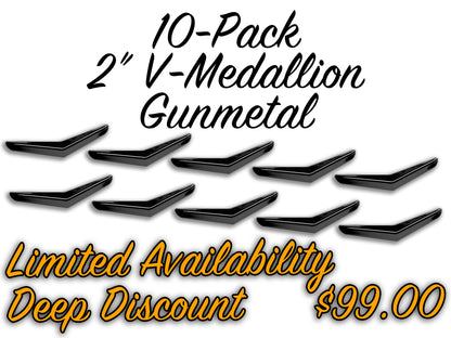 10-Pack of 2" V-Medallions - GUNMETAL - LIMITED AVAILABILITY DEEP DISCOUNT