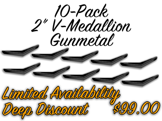 10-Pack of 2" V-Medallions - GUNMETAL - LIMITED AVAILABILITY DEEP DISCOUNT