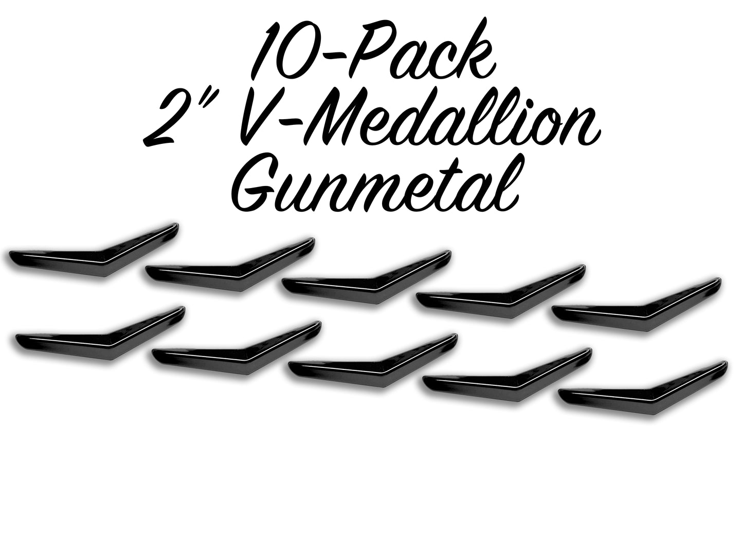 10-Pack of 2" V-Medallions - GUNMETAL - LIMITED AVAILABILITY DEEP DISCOUNT