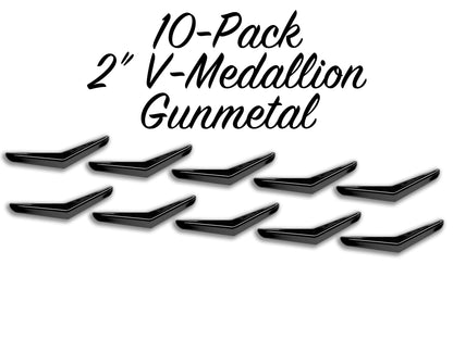 10-Pack of 2" V-Medallions - GUNMETAL - LIMITED AVAILABILITY DEEP DISCOUNT