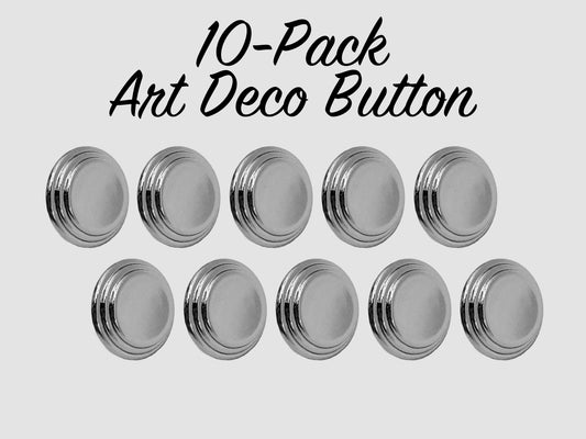 10-Pack - Art Deco Button - Chrome