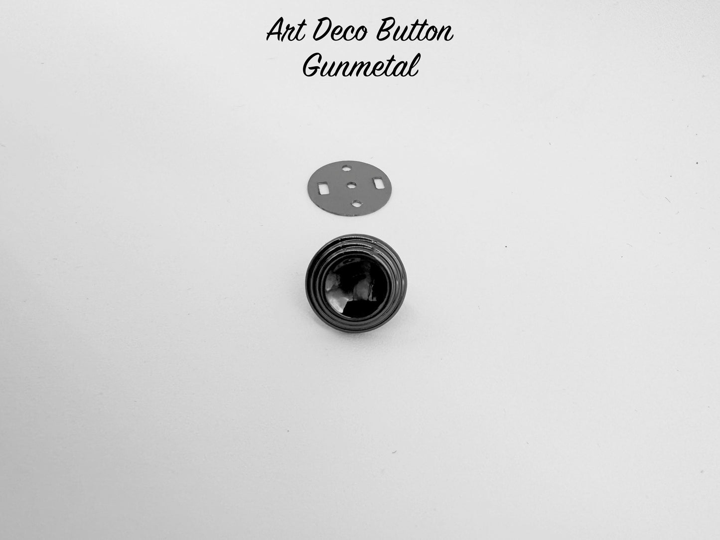 Art Deco Button - Gunmetal