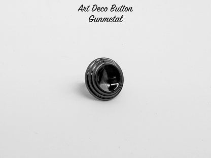 Art Deco Button - Gunmetal