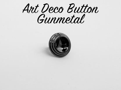 Art Deco Button - Gunmetal