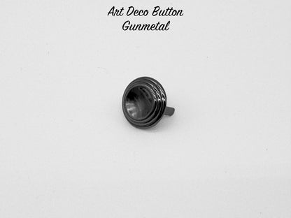 Art Deco Button - Gunmetal